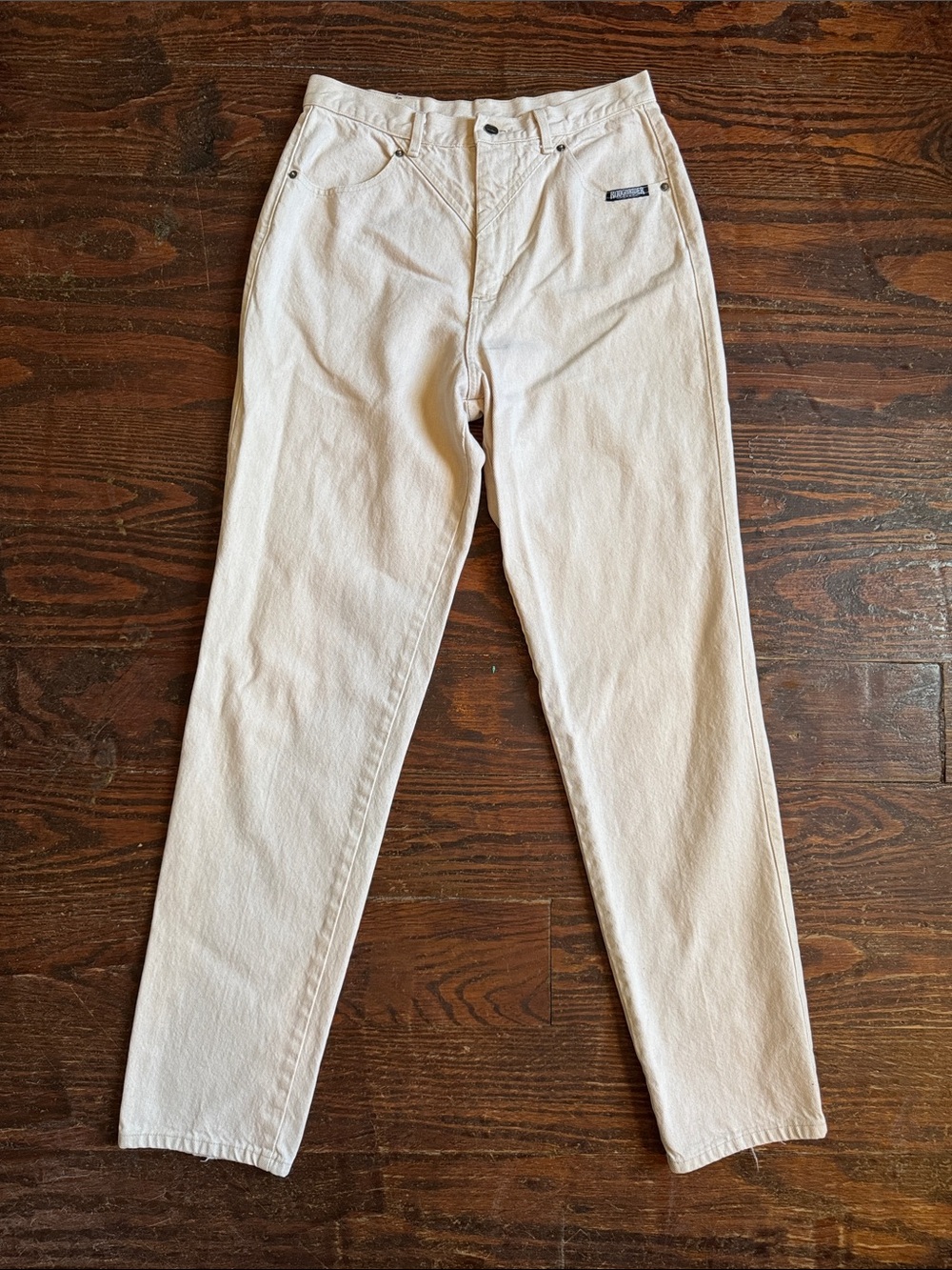 VTG 90’s Roughrider Cream High-Rise Women's Jeans with Metal Back - Made In USA